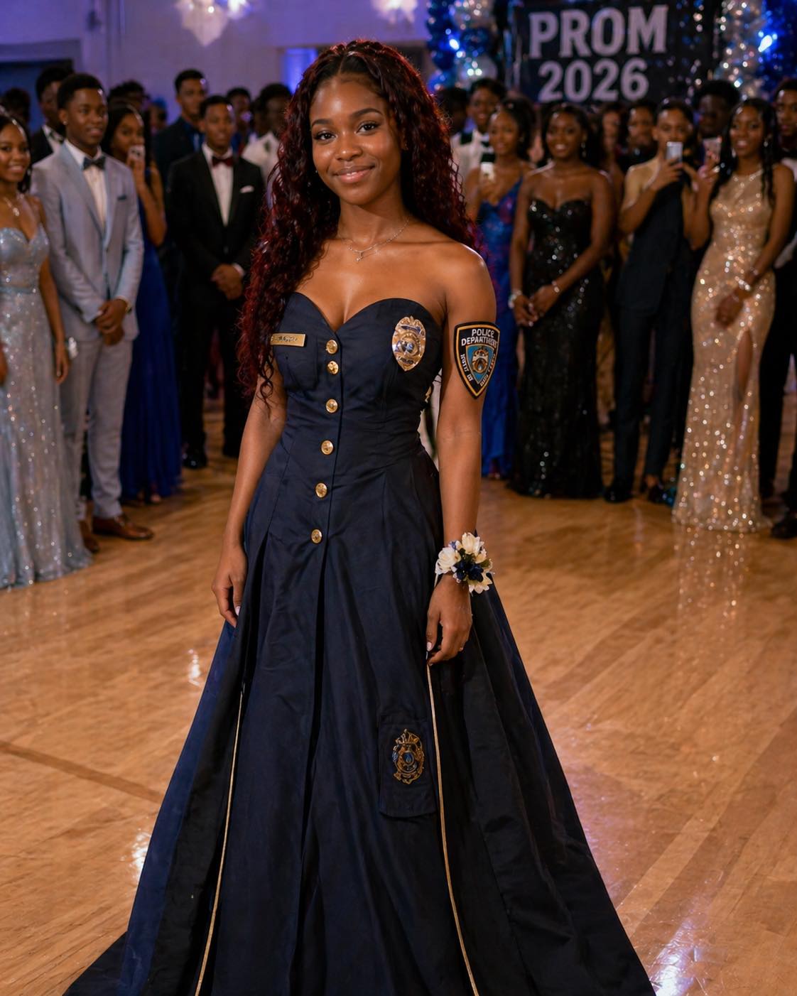 My Daughter Made Her Prom Dress Out of Her Late Father’s Uniform – When Her Mean Classmate Poured Punch on It, the Girl’s Mother Grabbed the Mic and Said Something That Froze the Whole Gym
