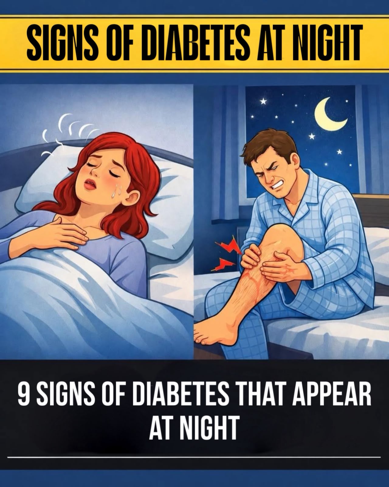 12 symptoms of diabetes that appear at night…..See more