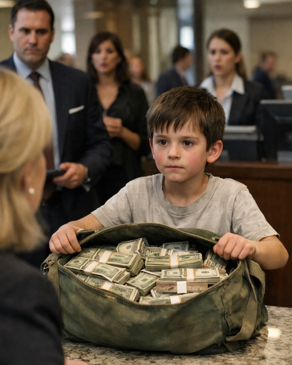 An 8-Year-Old Walked Into a Bank Alone—What He Pulled Out of That Old Bag Left Everyone Speechless